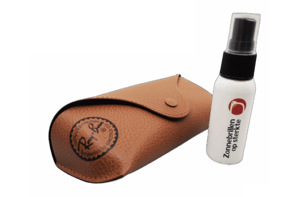 Ray-Ban brillenkoker bruin + brilreinigingsspray